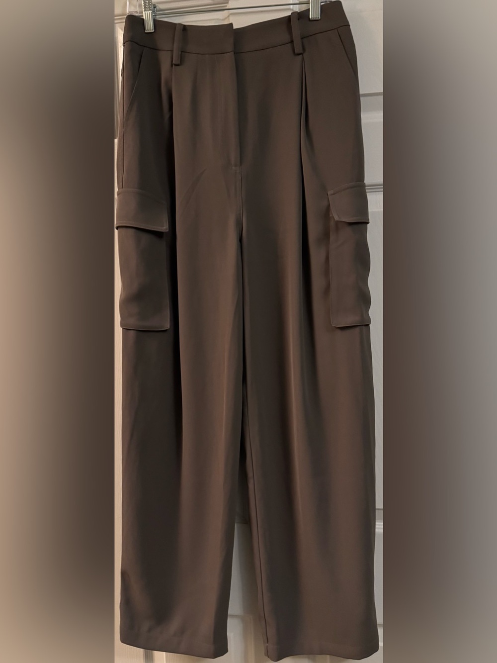 Astr Warm Grey Wide-Leg Cargo Trousers